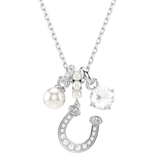 Helen Kirchhofer - Swarovski Symbolica Halskette Kristallperle Rundschliff Pavé Hufeisen Weiss Rhodiniert - 5736247