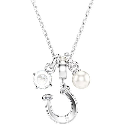 Helen Kirchhofer - Swarovski Symbolica Halskette Kristallperle Rundschliff Pavé Hufeisen Weiss Rhodiniert - 5736247