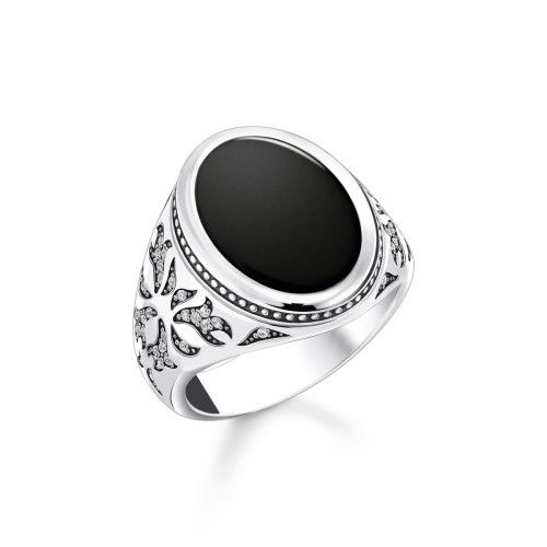 Helen Kirchhofer - Thomas Sabo Siegelring mit schwarzem Onyx Silber geschwärzt - TR2454-641-11