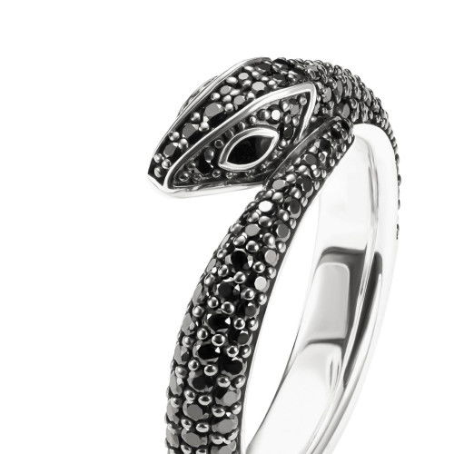 Helen Kirchhofer - Thomas Sabo Ring Schlange mit schwarzen Steinen Silber geschwärzt - TR2461-691-11