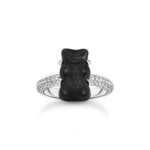 Helen Kirchhofer - Thomas Sabo Ring mit schwarzem Goldbären und Steinen Silber - TR2478-052-11