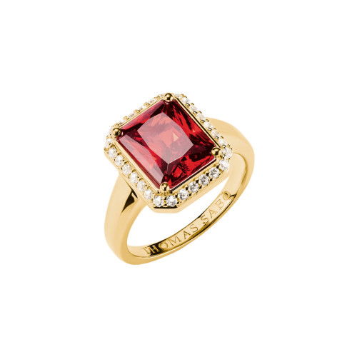 Helen Kirchhofer - Thomas Sabo Ring mit Rotem Oktagon Stein 18k Vergoldung - TR2508-414-10