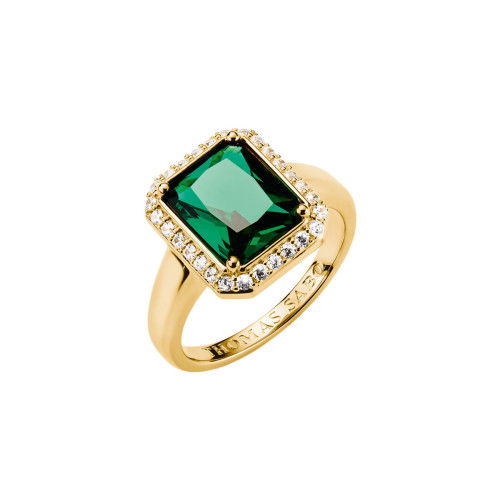 Helen Kirchhofer - Thomas Sabo Ring mit Grünem Oktagon Stein 18k Vergoldung - TR2508-971-6