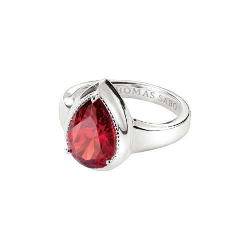 Helen Kirchhofer - Thomas Sabo Ring mit granatrotem Zirkoniastein in Tropfenform Elyndra Silber - TR2522-051-10