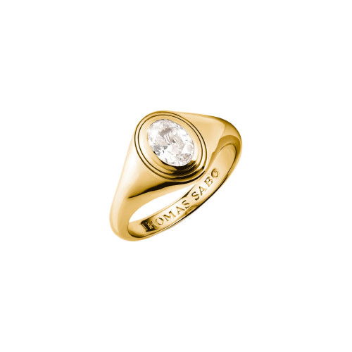 Helen Kirchhofer - Thomas Sabo Ring mit weissem Zirkoniastein Oval Bold Elegance 18k Vergoldung - TR2523-414-14