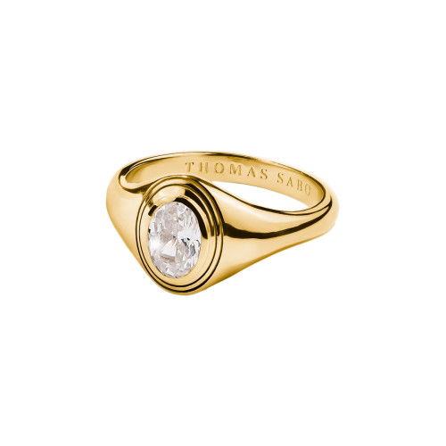 Helen Kirchhofer - Thomas Sabo Ring mit weissem Zirkoniastein Oval Bold Elegance 18k Vergoldung - TR2523-414-14