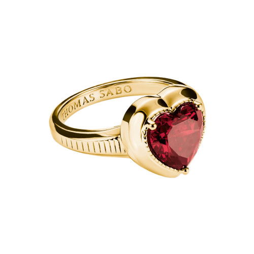 Helen Kirchhofer - Thomas Sabo Ring mit granatrotem Zirkoniastein Herz Elyndra 18k Vergoldung - TR2524-414-10