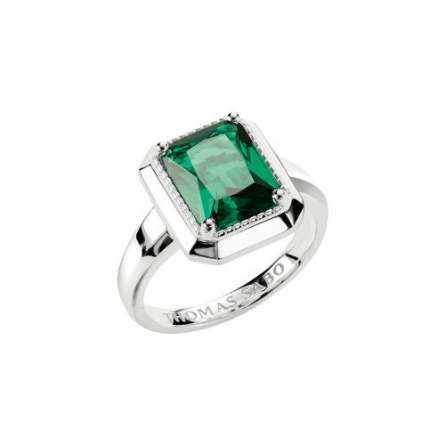 Helen Kirchhofer - Thomas Sabo Ring mit smaraggrünem Zirkoniastein Elyndra Silber - TR2528-699-6