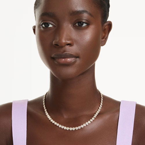 Helen Kirchhofer - Swarovski Una Angelic Halskette Rundschliff Klein Weiss Goldlegierungsschicht - 5751560