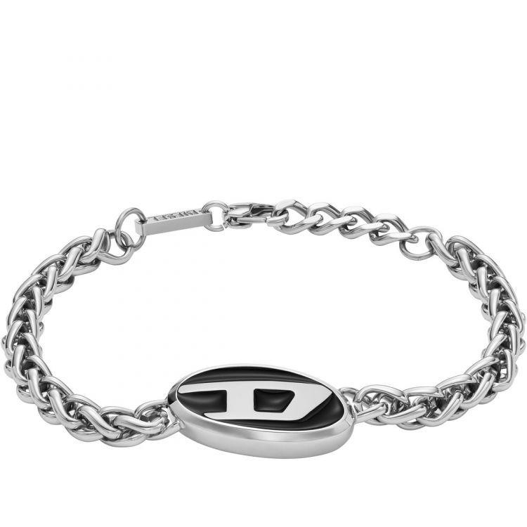 ◆DIESEL◆ Oval D Logo Chain Bracelet Women's Stainless steel chain bracelet | Silver | Diesel