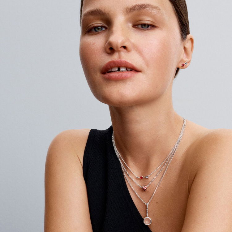 Pandora Arrow & Murano Glass Heart Necklace - 393669C01-50