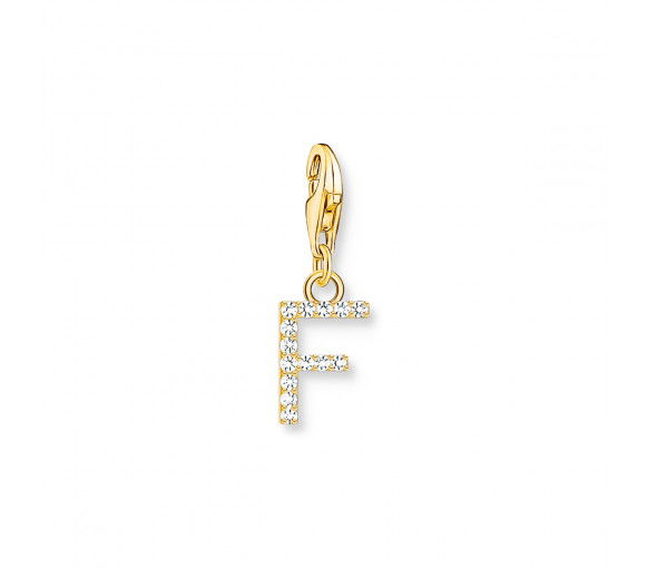 Helen Kirchhofer - Thomas Sabo Charm-Anhänger Buchstabe F mit Weissen Steinen Vergoldet - 1969-414-14
