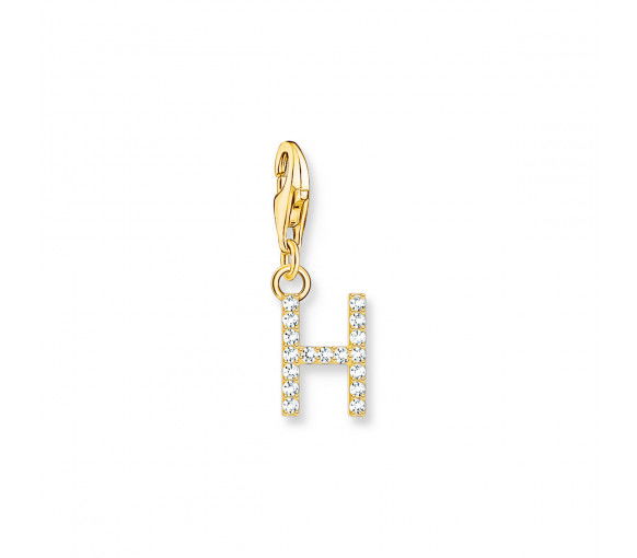 Helen Kirchhofer - Thomas Sabo Charm-Anhänger Buchstabe H mit Weissen Steinen Vergoldet - 1971-414-14