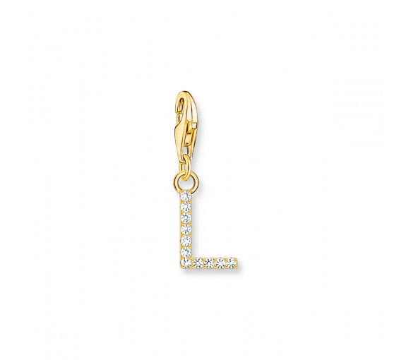 Helen Kirchhofer - Thomas Sabo Charm-Anhänger Buchstabe L mit Weissen Steinen Vergoldet - 1975-414-14