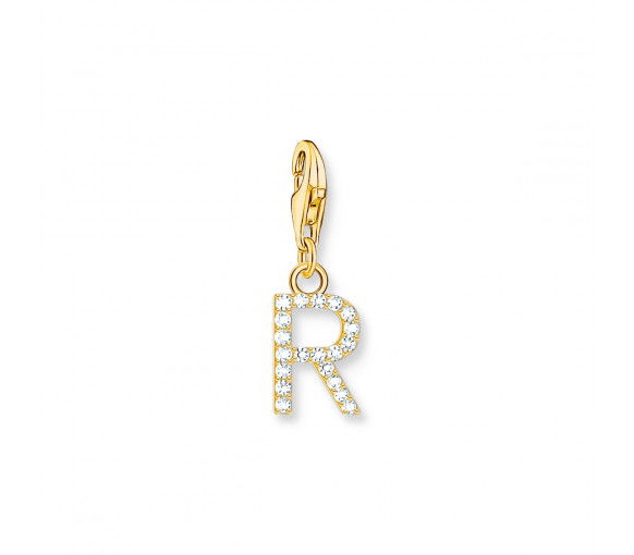 Helen Kirchhofer - Thomas Sabo Charm-Anhänger Buchstabe R mit Weissen Steinen Vergoldet - 1981-414-14