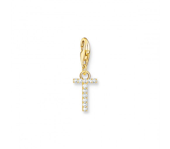 Helen Kirchhofer - Thomas Sabo Charm-Anhänger Buchstabe T mit Weissen Steinen Vergoldet - 1983-414-14