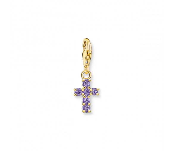 Helen Kirchhofer - Thomas Sabo Charm-Anhänger Kreuz mit violetten Steinen vergoldet - 2036-414-13