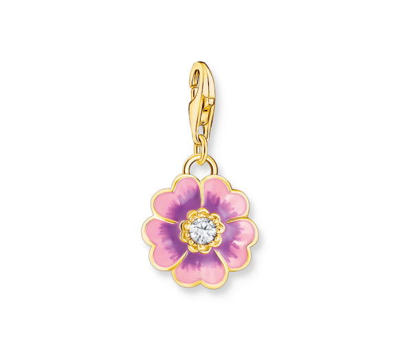 Helen Kirchhofer - Thomas Sabo Pendentif Charm Flower violet doré à l'or fin - 2208-565-7