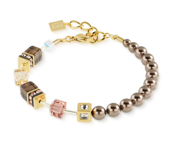 Helen Kirchhofer - Coeur de Lion GeoCube Precious Fusion Pearls Mocha Mousse Armband - 5086/30-1100