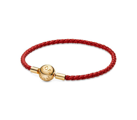 Helen Kirchhofer - Pandora Moments rotes geflochtenes Lederarmband - 568777C01