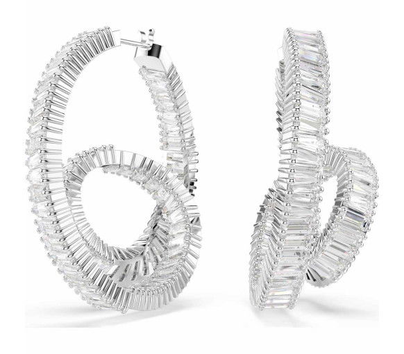 Helen Kirchhofer - Swarovski Matrix Kreolen Baguette Schliff Schleife Weiss Rhodiniert - 5727113