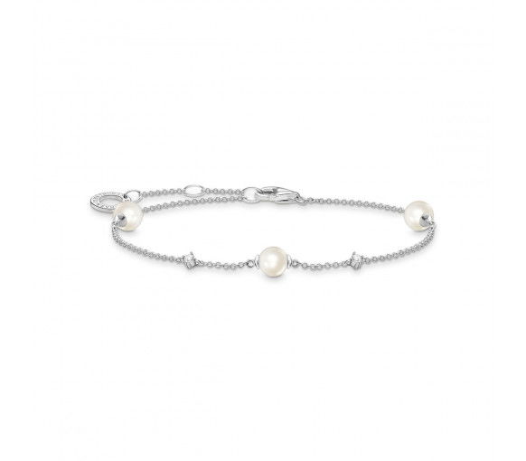 Helen Kirchhofer - Thomas Sabo Armband Perlen mit weissen Steinen silber - A2038-167-14-L19V