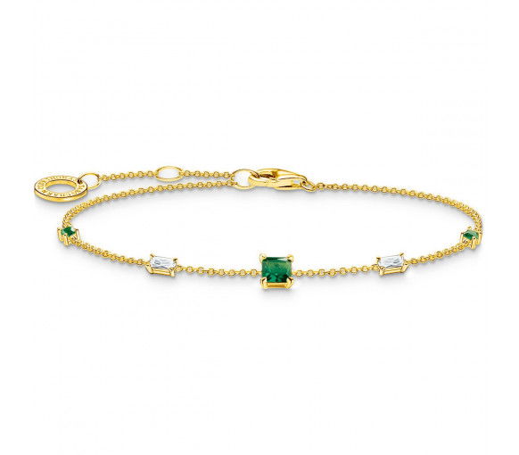 Helen Kirchhofer - Thomas Sabo Armband mit Grünen und Weissen Steinen Gold - A2059-971-7-L19V