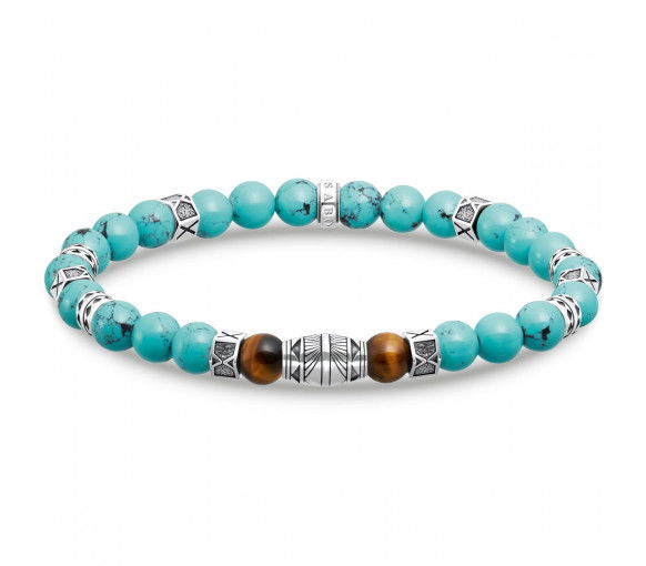 Helen Kirchhofer - Thomas Sabo Armband mit Türkisen Beads und Tigerauge Beads Silber - A2087-364-7