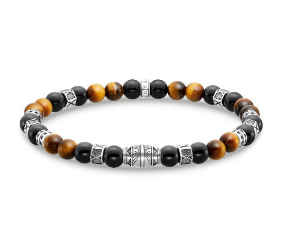 Helen Kirchhofer -  Thomas Sabo Armband mit Schwarzen Onyx Beads und Tigerauge Beads Silber - A2087-507-7