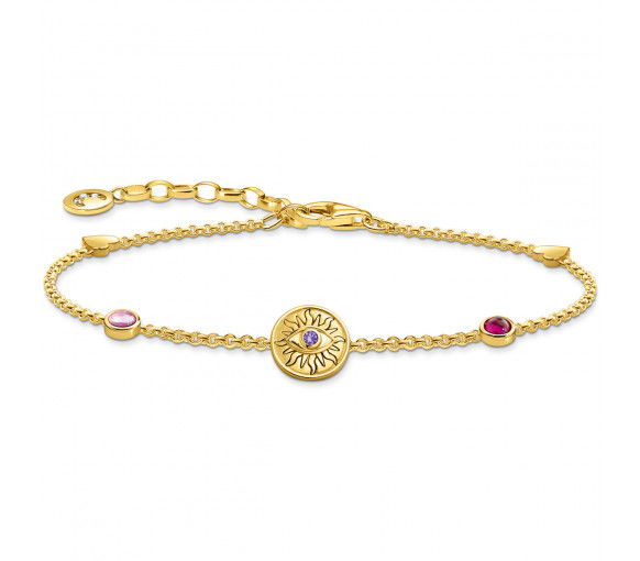 Helen Kirchhofer - Thomas Sabo Armband mit symbolischer Sonne bunten Steinen und Herzen vergoldet - A2132-995-7-L19V
