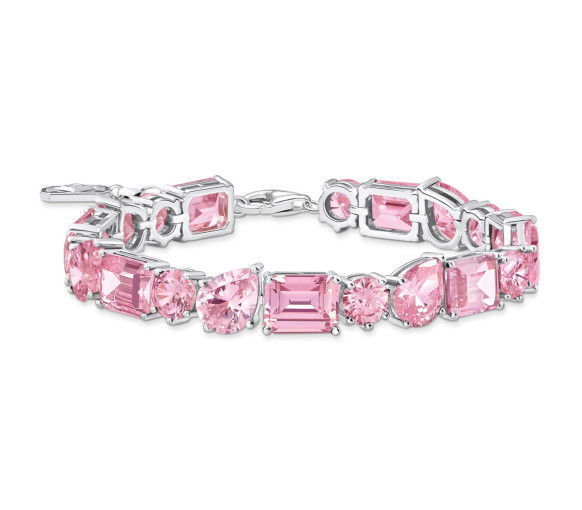 Helen Kirchhofer - Thomas Sabo Tennisarmband mit pinkfarbenen Steinen Silber - A2140-051-9-L19V