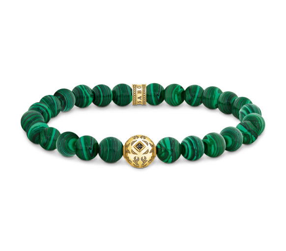 Helen Kirchhofer - Thomas Sabo Beads Armband aus grünen Steinen vergoldet - A2145-140-6