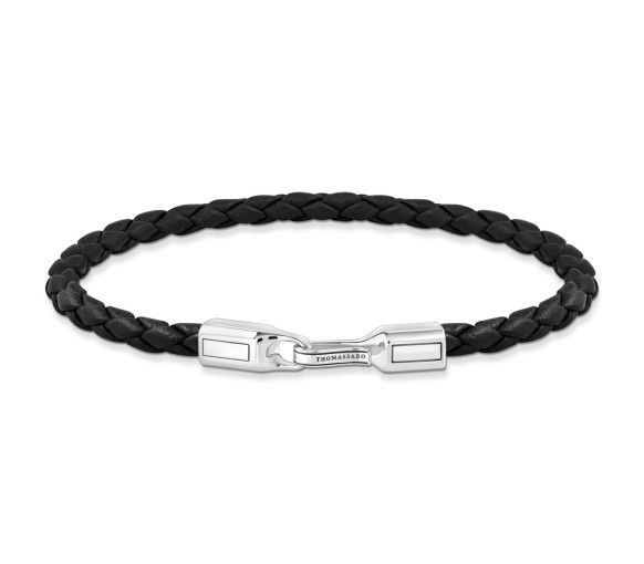 Helen Kirchhofer - Thomas Sabo Lederarmband schmal in Schwarz Silber - A2147-682-11