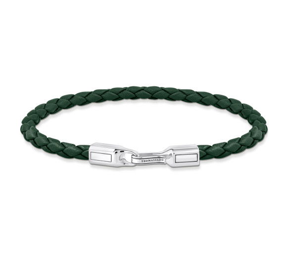 Helen Kirchhofer - Thomas Sabo Lederarmband schmal in Grün Silber - A2147-682-6