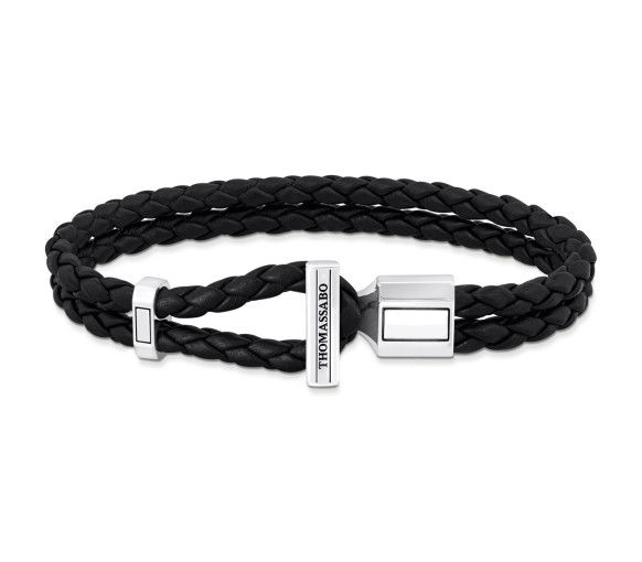 Helen Kirchhofer - Thomas Sabo Lederarmband doppelt in Schwarz Silber - A2148-682-11