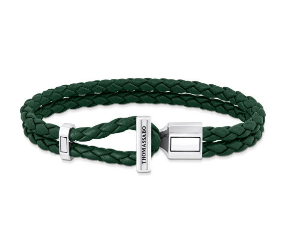 Helen Kirchhofer - Thomas Sabo Lederarmband doppelt in Grün Silber - A2148-682-6