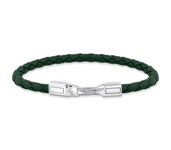 Helen Kirchhofer - Thomas Sabo Lederarmband in Grün Silber - A2149-682-6