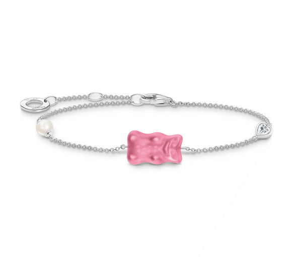 Helen Kirchhofer - Thomas Sabo Armband mit pinkem Goldbären Perle und Stein Silber - A2151-052-9-L19V