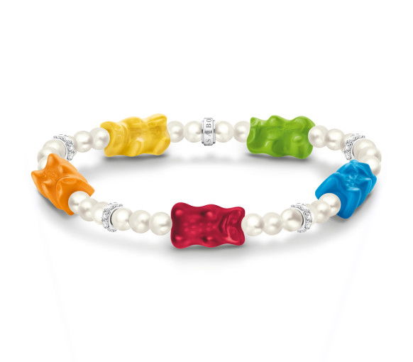 Helen Kirchhofer - Thomas Sabo Perlenarmband mit 5 bunten Goldbären Silber - A2153-052-7