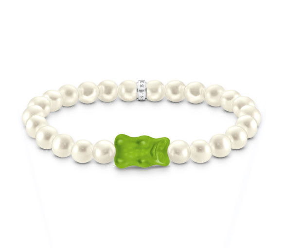 Helen Kirchhofer - Thomas Sabo Perlenarmband mit grünem Goldbären Silber - A2154-017-6