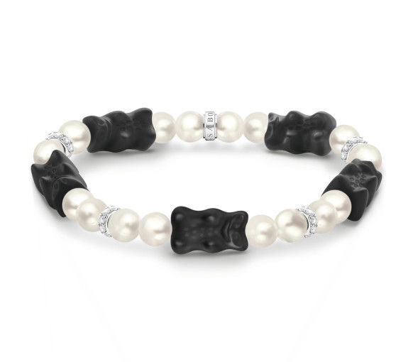 Helen Kirchhofer - Thomas Sabo Bracelet de perles avec 5 Ours d’Or noir colorés argent - A2170-052-11