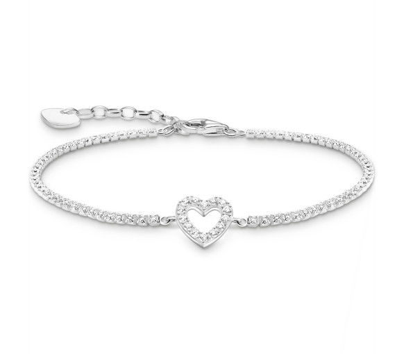 Helen Kirchhofer - Thomas Sabo Bracelet tennis cœur avec pierres blanches en argent - A2177-051-14-L19V