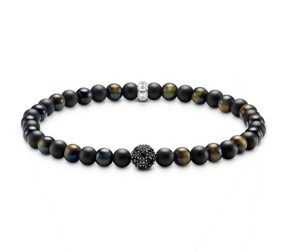 Helen Kirchhofer - Thomas Sabo Bracelet talisman énergie positive en obsidienne et œil de tigre - A2184-806-7