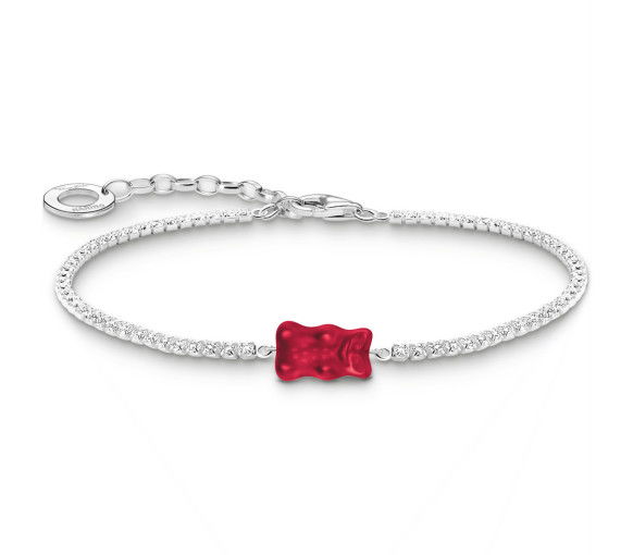 Helen Kirchhofer - Thomas Sabo Bracelet tennis avec Goldbear rouge en argent - A2187-052-10-L19V