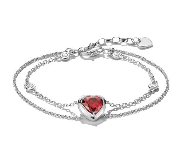 Helen Kirchhofer - Thomas Sabo Armband Zweireihig mit Herz granatrot Elyndra Silber - A2222-051-10-L19V