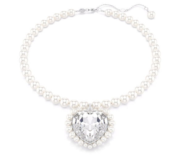 Swarovski x Ariana Grande Halskette Kristallperle Herzschliff Herz Weiss Rhodiniert - 5720858