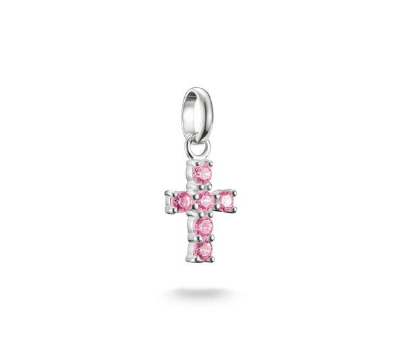 Helen Kirchhofer - Thomas Sabo Charm-Anhänger Kreuz mit pinken Steinen Connect Silber - CC1206-051-9