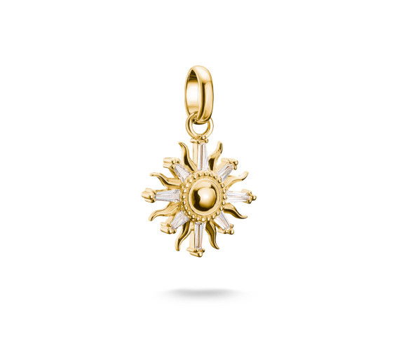 Helen Kirchhofer - Thomas Sabo Pendentif Charm soleil avec pierres blanches Connect plaqué or - CC1246-414-14