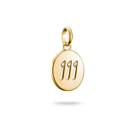 Helen Kirchhofer - Thomas Sabo Pendentif Charm numéro angélique 111 avec pierres blanches Connect plaqué or - CC1248-414-14