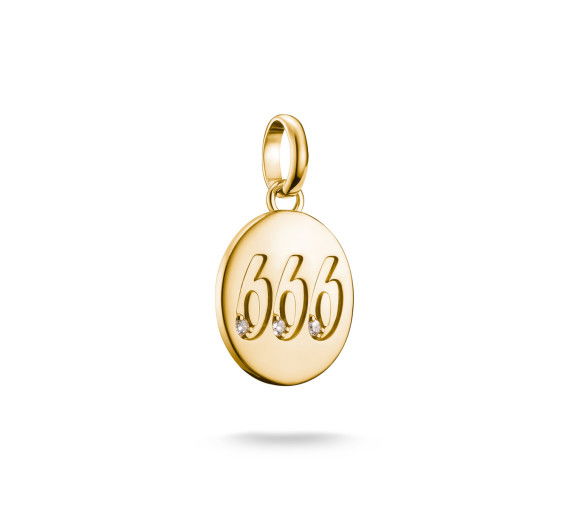 Helen Kirchhofer - Thomas Sabo Pendentif Charm numéro angélique 666 avec pierres blanches Connect plaqué or - CC1253-414-14